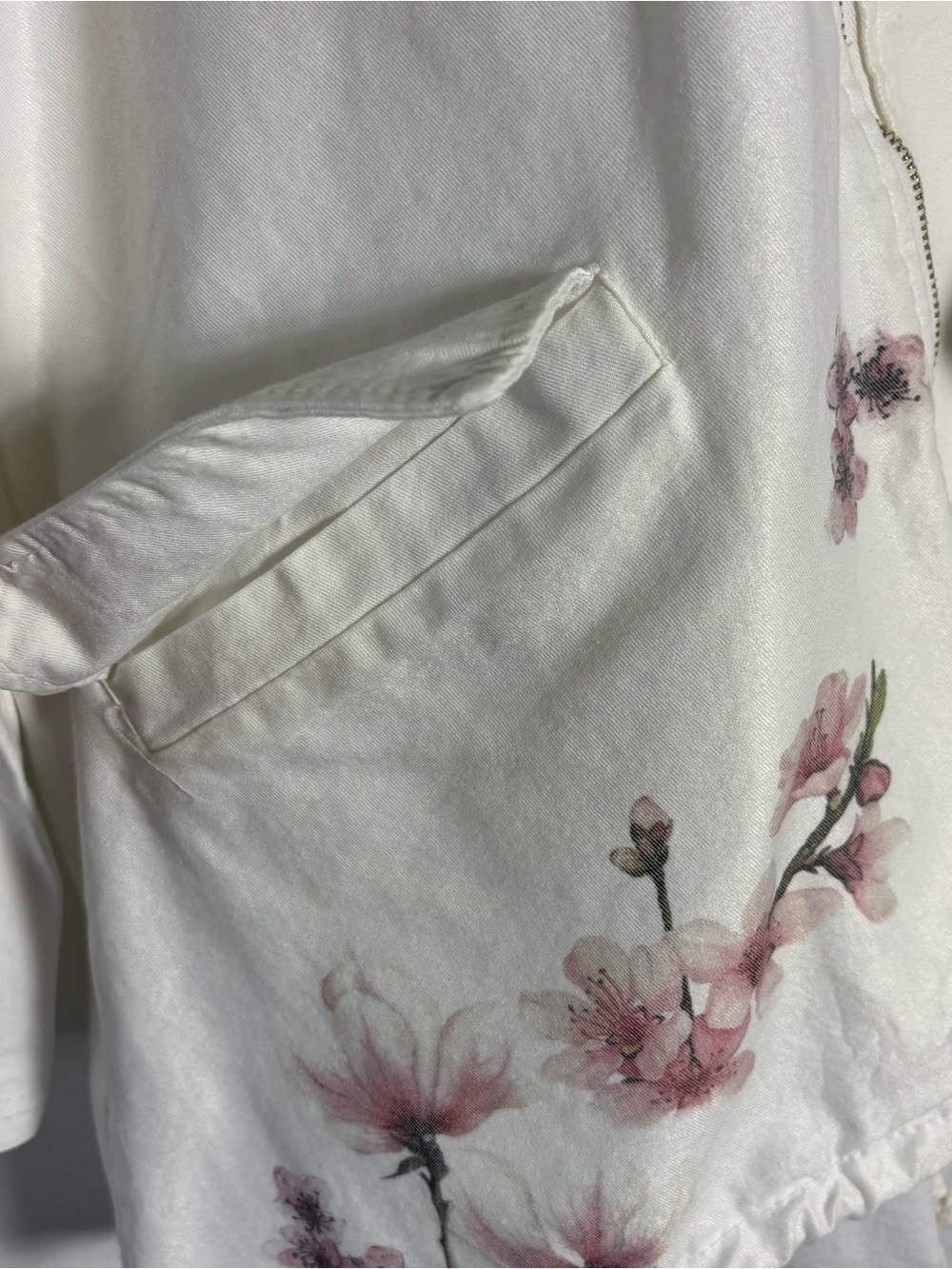 Made in Italy Cherry Blossom Cotton Blend Hooded Jacket White Est L - Picture 8 of 13